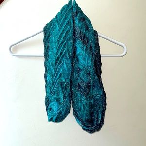 Aqua, Silver & Black Infinity Scarf